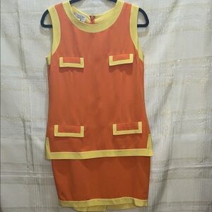 Vibrant Orange and Yellow Sleeveless Mini Dress